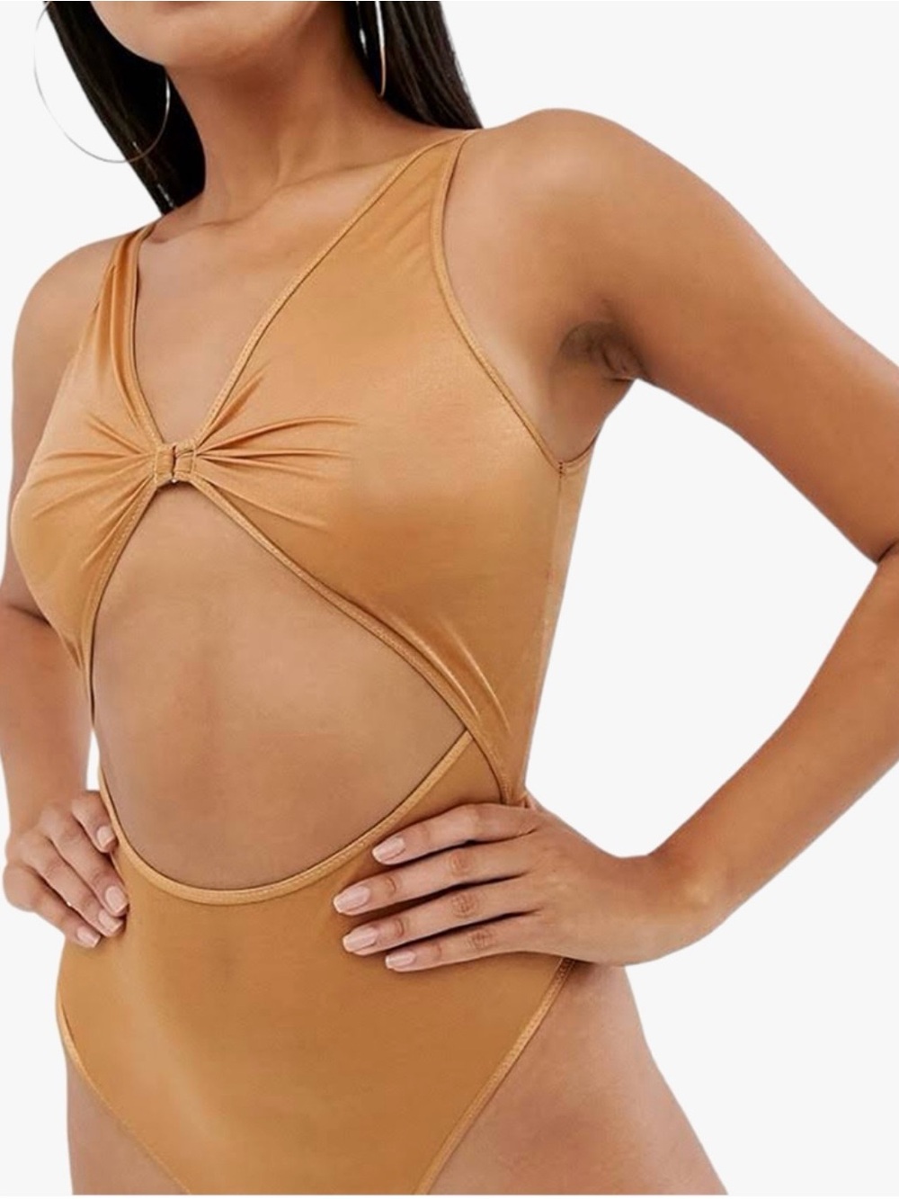 Savage X Fenty gold gilsenette cut out bodysuit